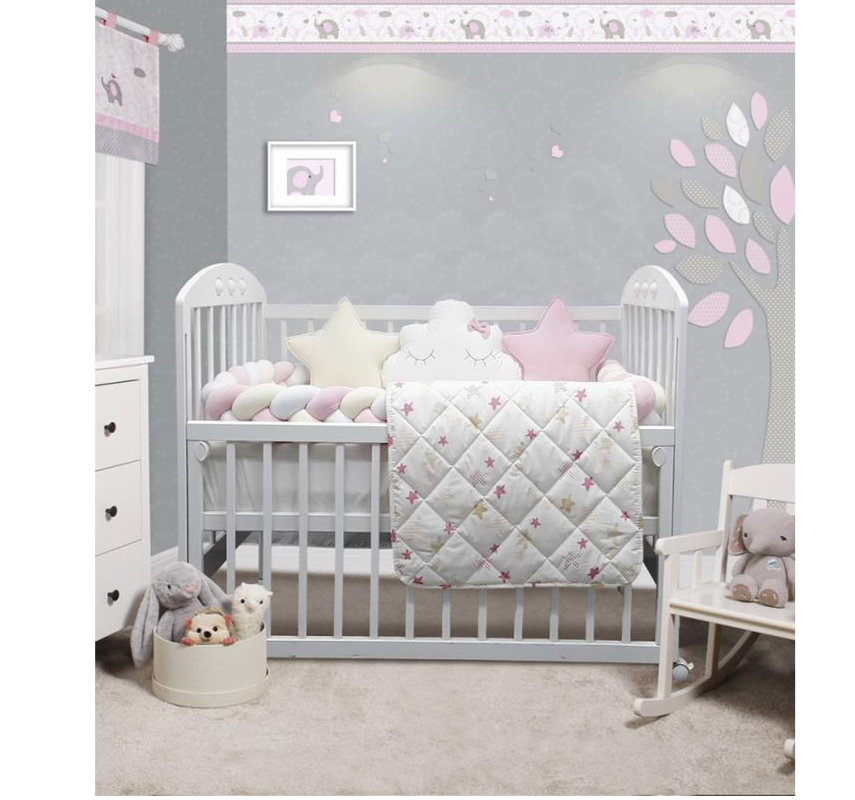 Textil Bambino komplet posteljina za krevetac za bebe-Pink