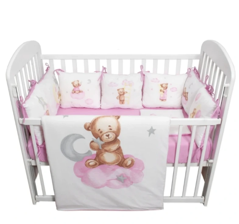 Fim Tedy komplet posteljina za krevetac za bebe-Roze