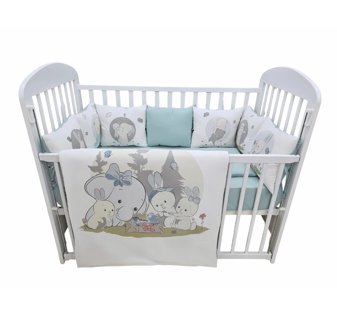 Fim baby Vesela Družina komplet posteljina za krevetac za bebe-Mint