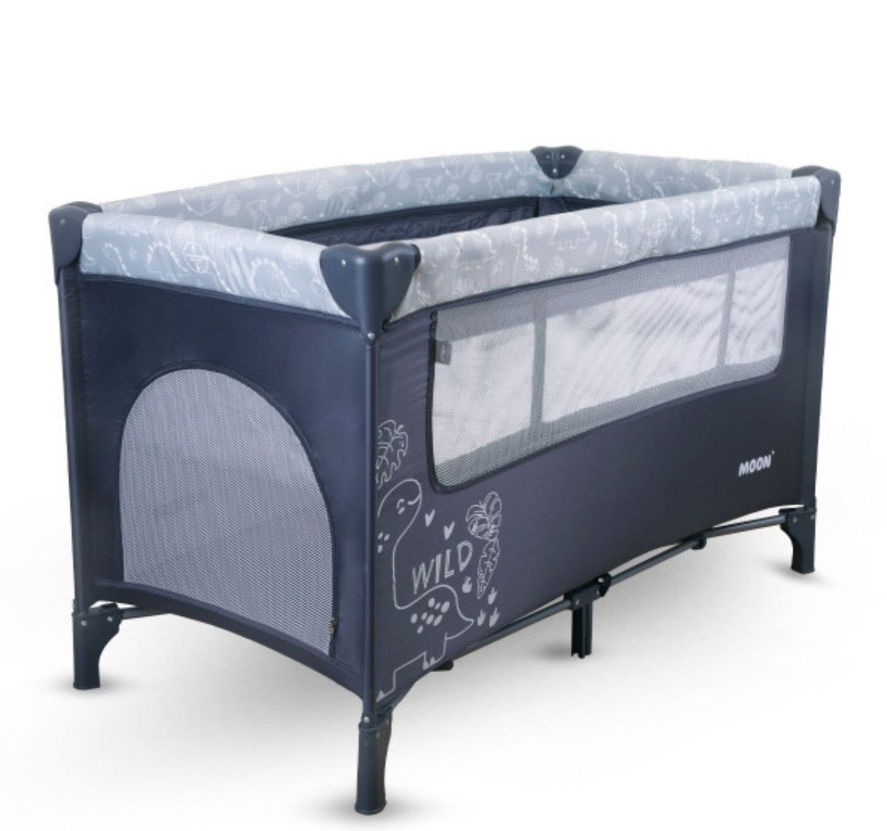 Jungle Moon Prenosivi krevetac za bebe 2 nivoa Grey 1jpg. Happy kids