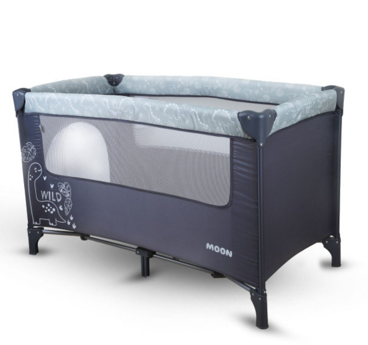Jungle Moon Prenosivi krevetac za bebe 2 nivoa Grey 2jpg. Happy kids