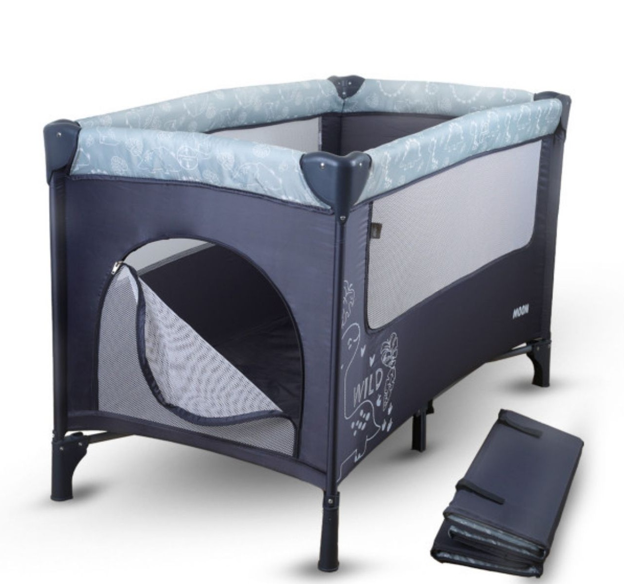 Jungle Moon Prenosivi krevetac za bebe 1 nivo-Grey