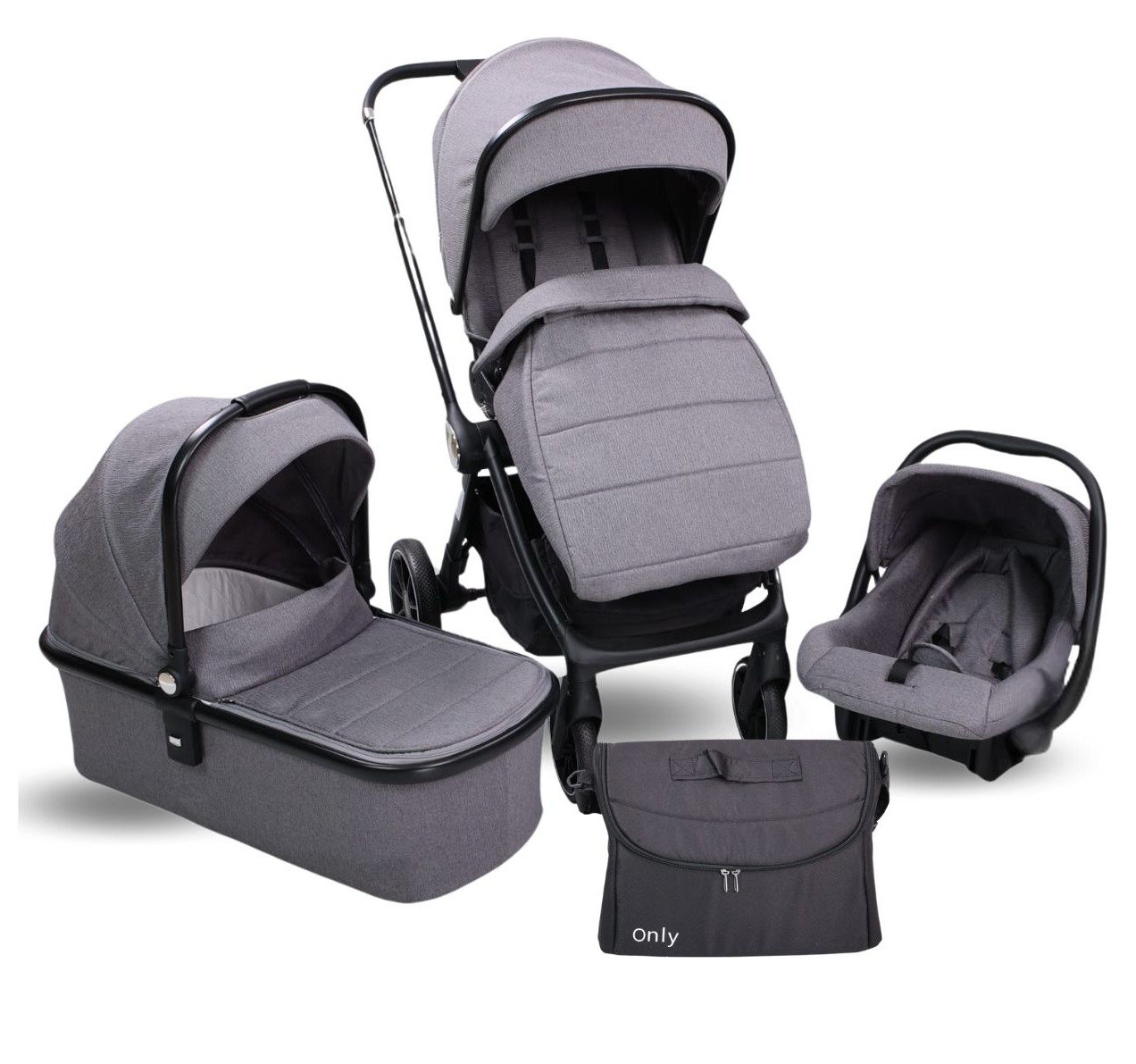 Only Alfa Premium Kolica za bebe 3u1-Siva