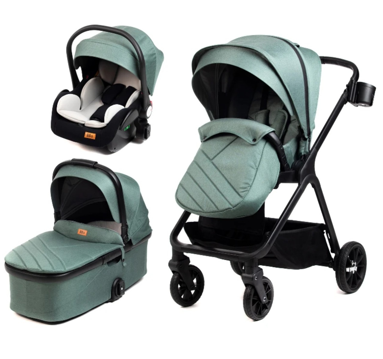 BBO MamaMia kolica za bebe 3u1-Green