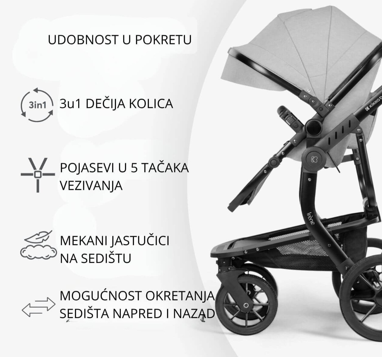 Kikka Boo Irene Premium kolica za bebe 3u1