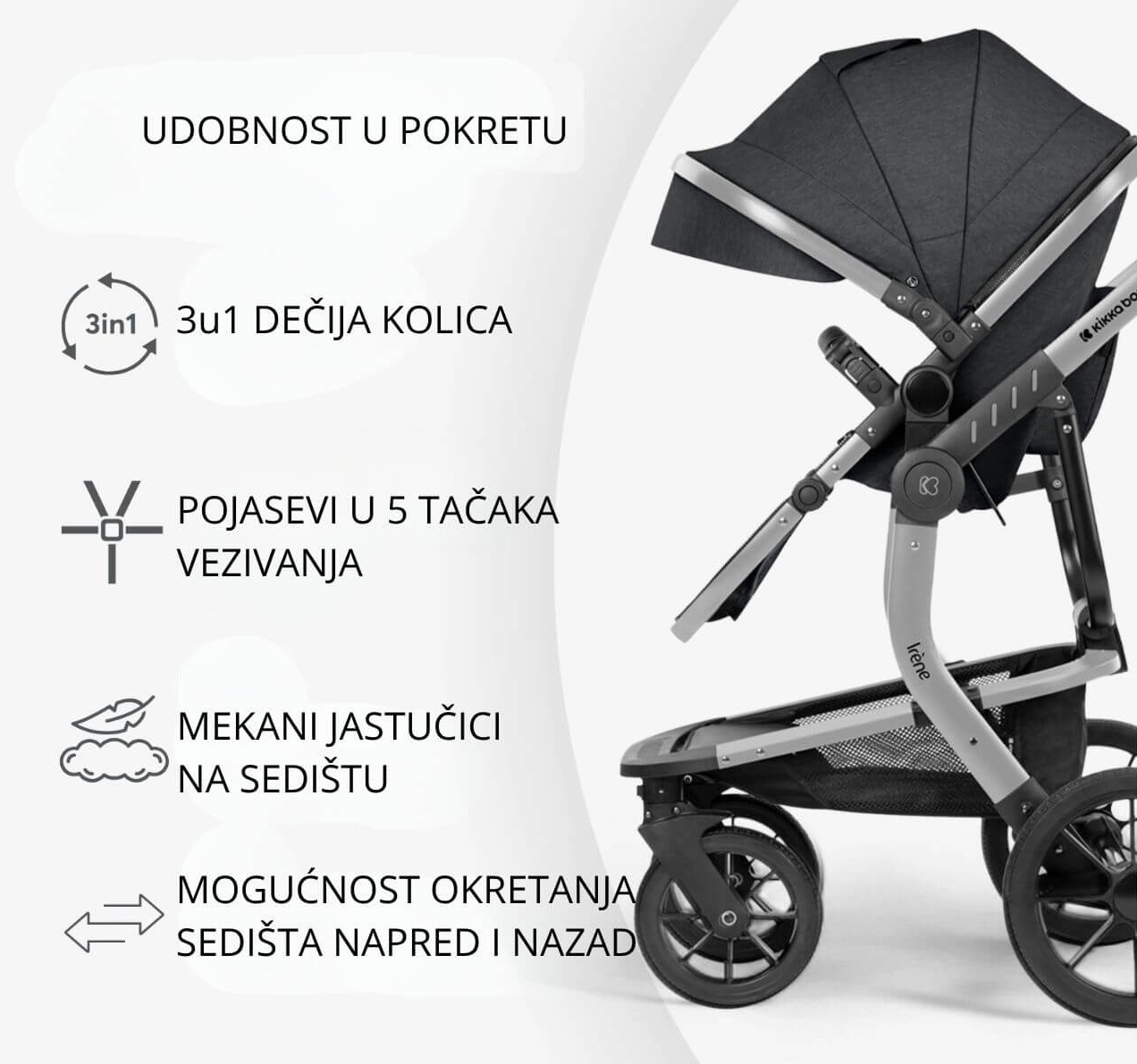 Kikka Boo Irene Premium kolica za bebe 3u1