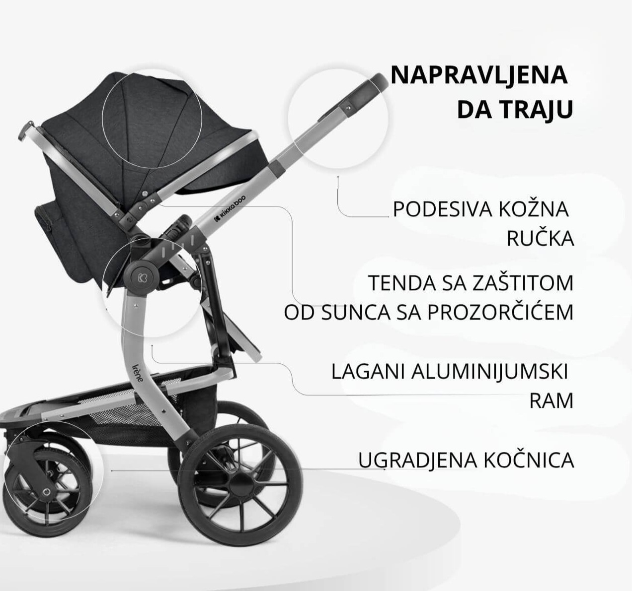 Kikka Boo Irene Premium kolica za bebe 3u1