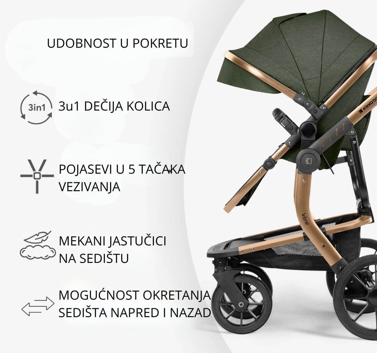 Kikka Boo Irene Premium kolica za bebe 3u1