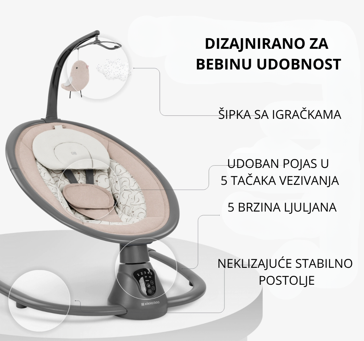 Kikka Boo Twiddle električna ljuljaška za bebe 0-9kg
