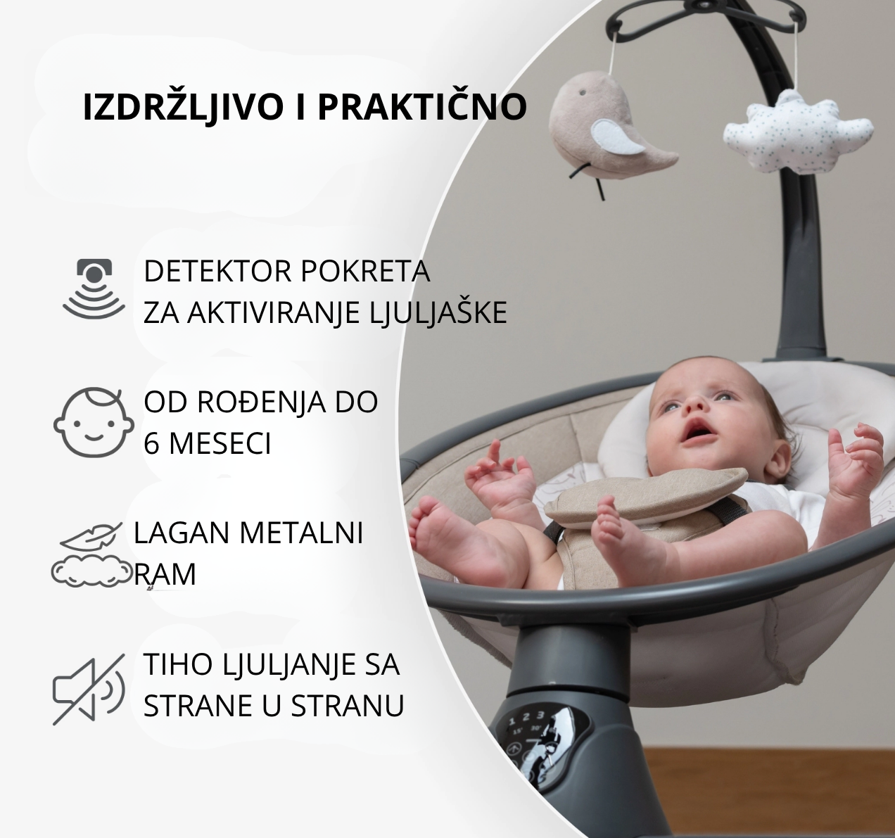 Kikka Boo Twiddle električna ljuljaška za bebe 0-9kg
