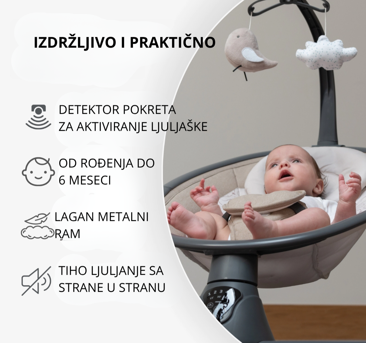 Kikka Boo Twiddle električna ljuljaška za bebe 0-9kg