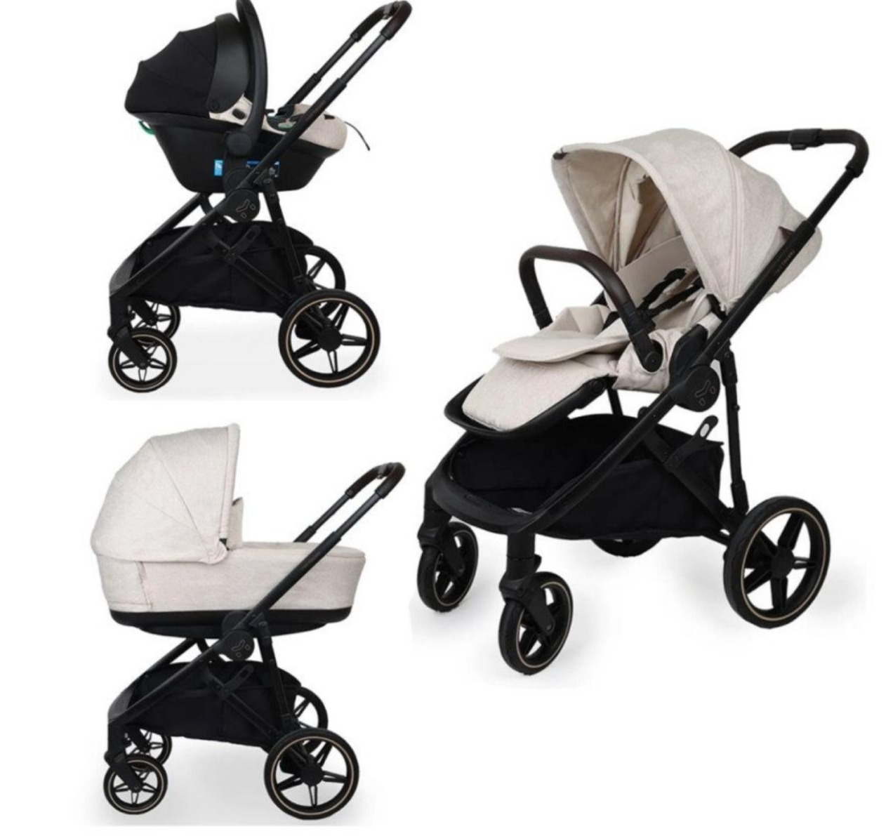 Junge Motto Luxe Kolica za bebe 3u1 Beige sa crnim ramom