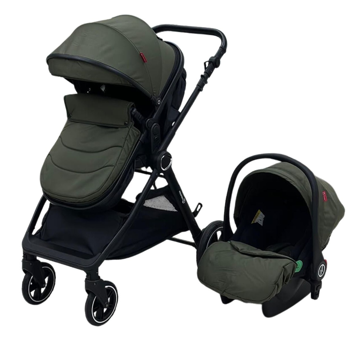 NouNou X1 Kolica za bebe 3u1 sa i-Size auto sedištem-Green