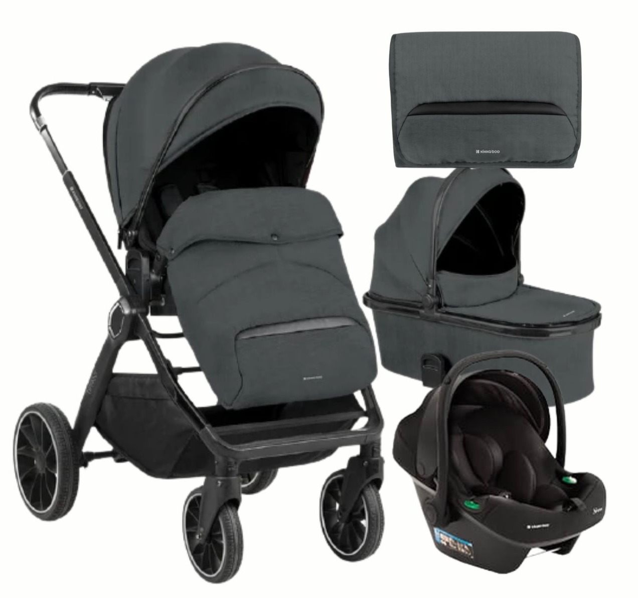 Kikka Boo Tiffany kolica za bebe I-Prime I-Size 3u1 Dark Grey