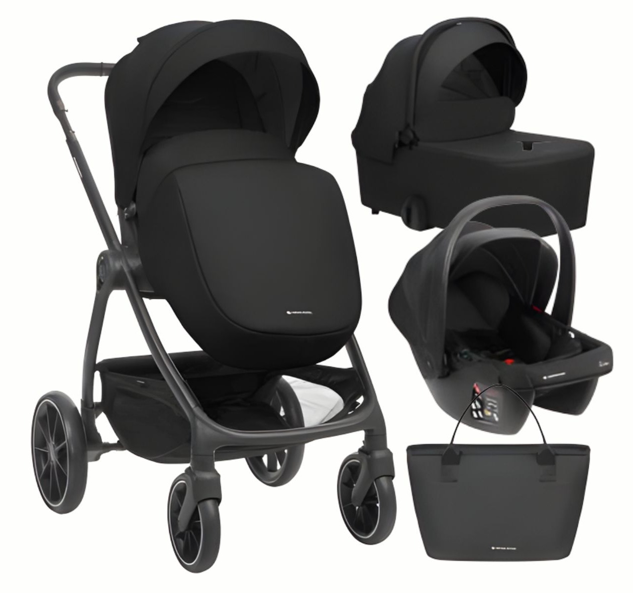 Kikka Boo Modena Kolica za bebe 3u1 set I-Size auto sedištem i tvrdom korpom Crna