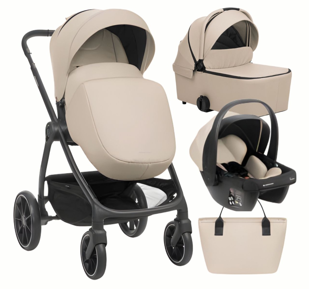 Kikka Boo Modena Kolica za bebe 3u1 set sa I-Size auto sedištem i tvrdom korpom Beige