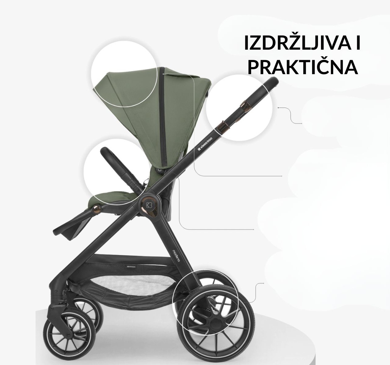 Kikka Boo Modena Kolica za bebe 3u1 set sa I-Size auto sedištem i tvrdom korpom