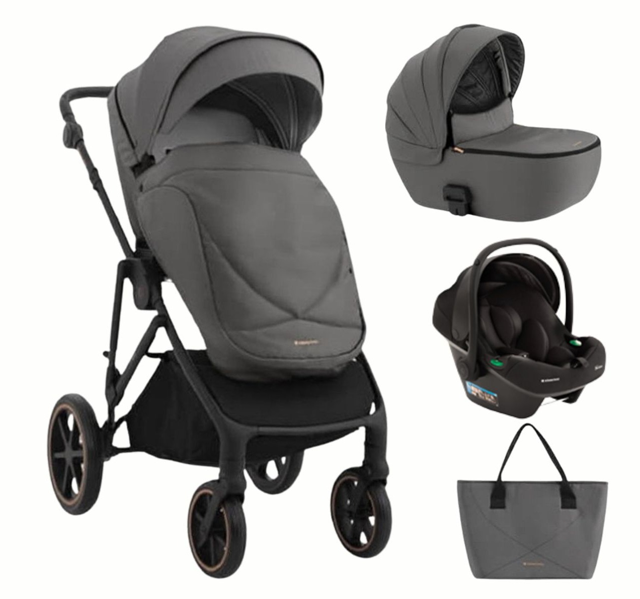 Kikka Boo Thea Kolica za bebe  I-Prime I-Size 3u1 sa tvrdom korpom Dark Grey