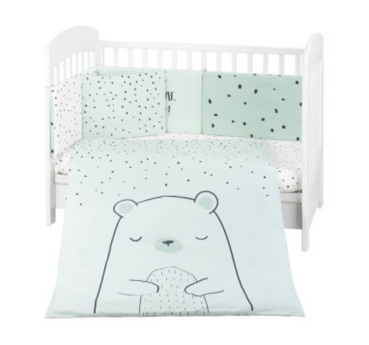 Kikka Boo komplet posteljina za krevetac 6u1 Bear With Me Mint