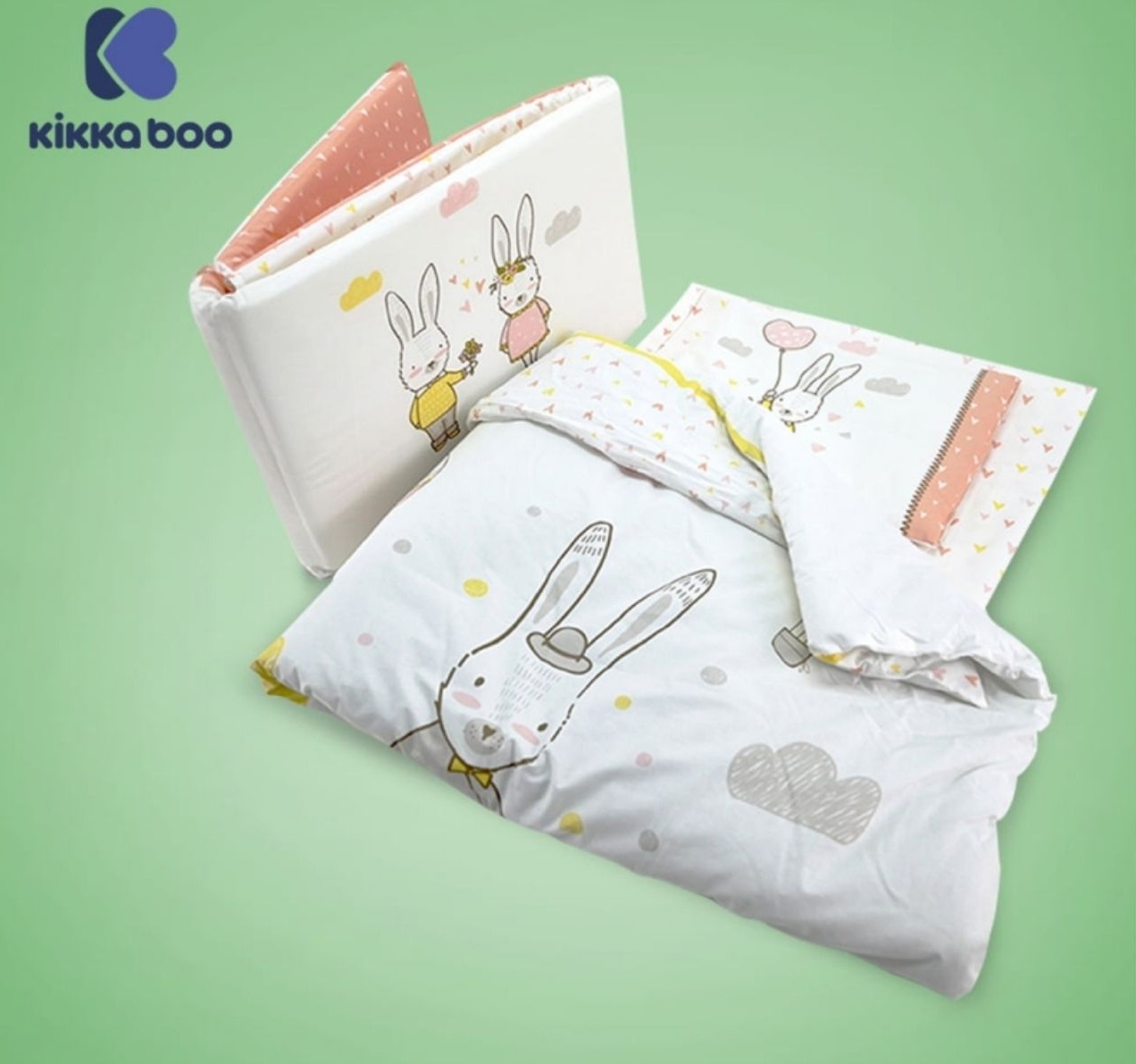 Kikka boo posteljina za krevetac 60x120cm Rabbits in love jpg2
