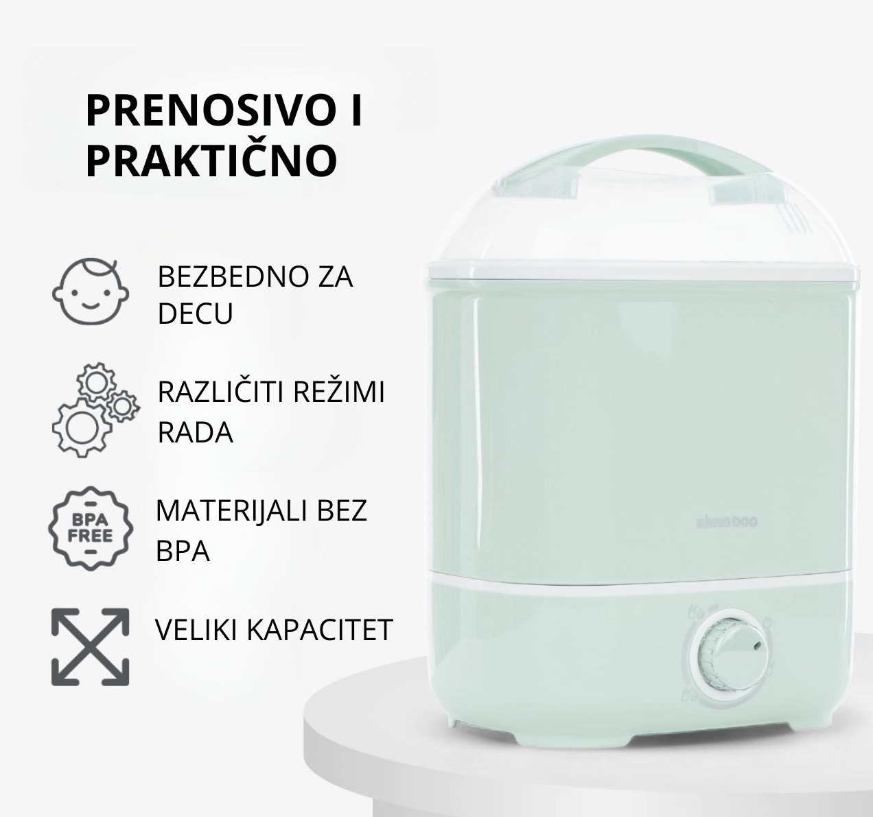 kikka boo sterilizator za flasice Cleo sa susacem mint boja jpg6 Happy kids