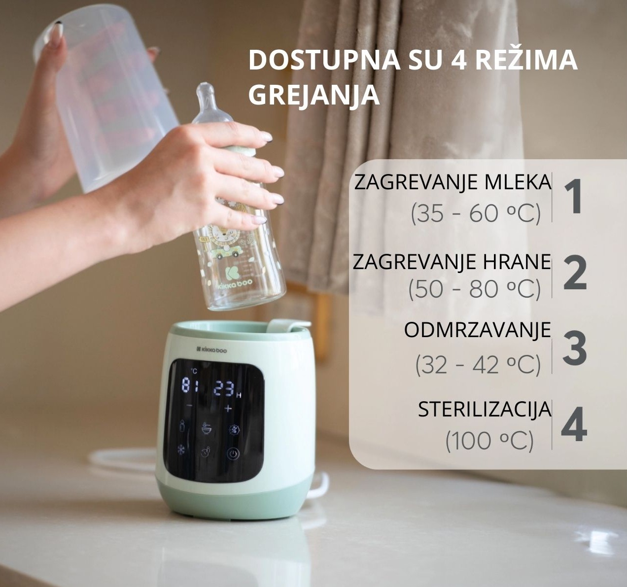 Kikka Boo Caldo grejač za flašice sa sterilizatorom 4u1