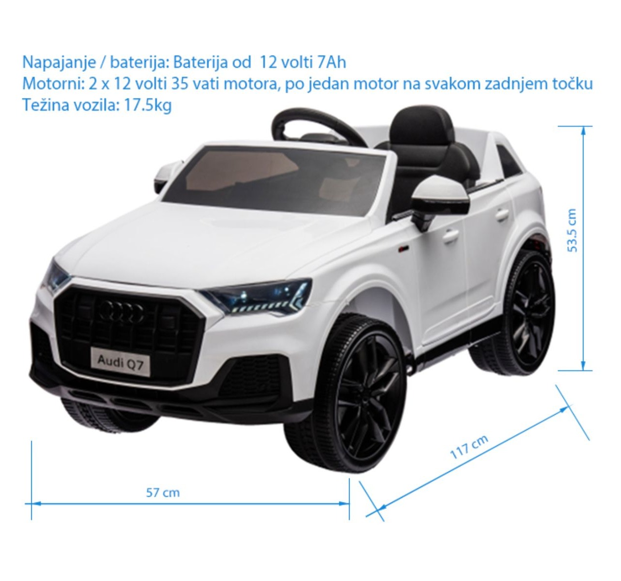 auto na akumulator za decu od 12v Audi Q7 beli HL678 Happy kids