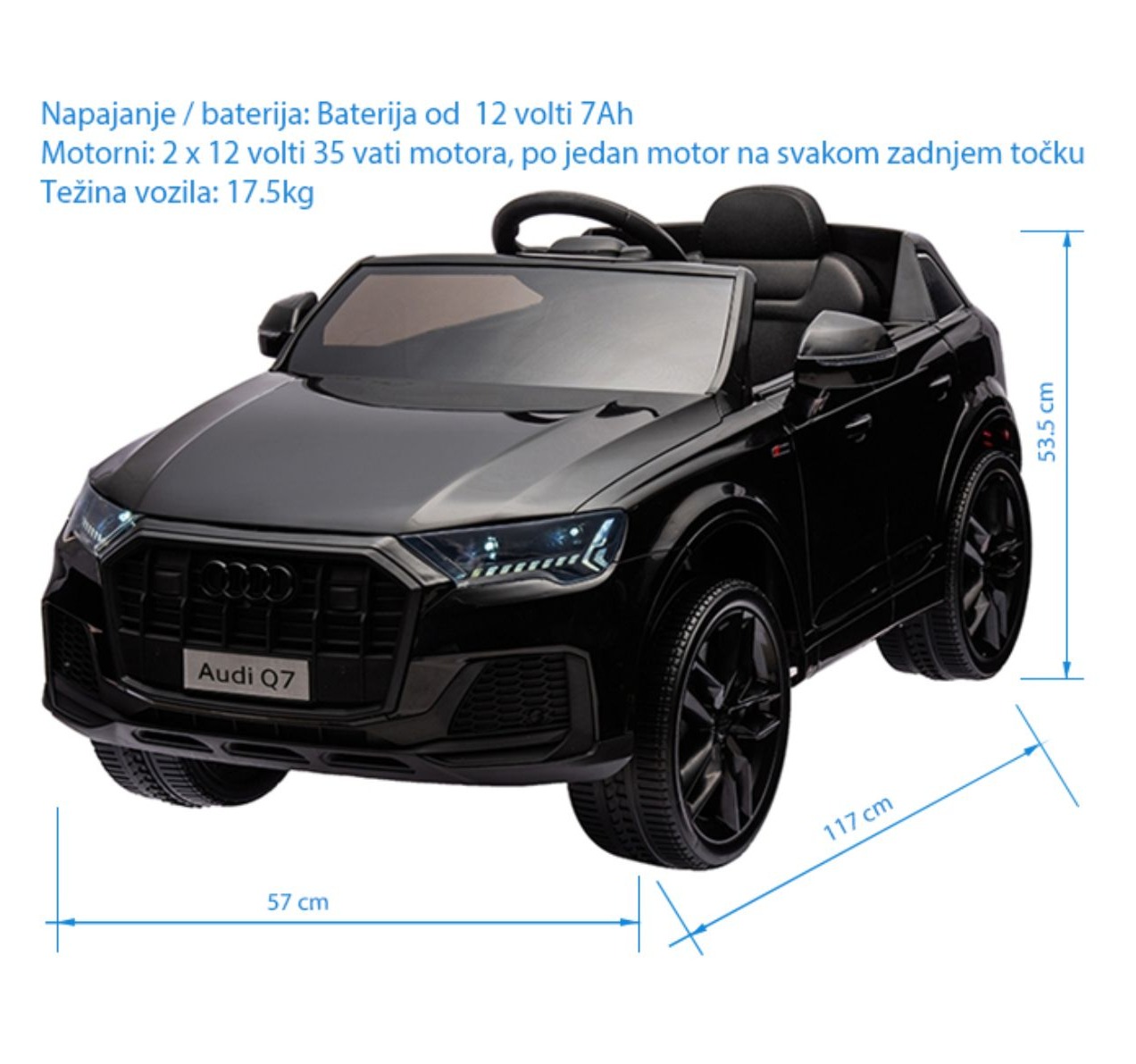 auto na akumulator za decu 12v Audi Q7 crni Happy kids