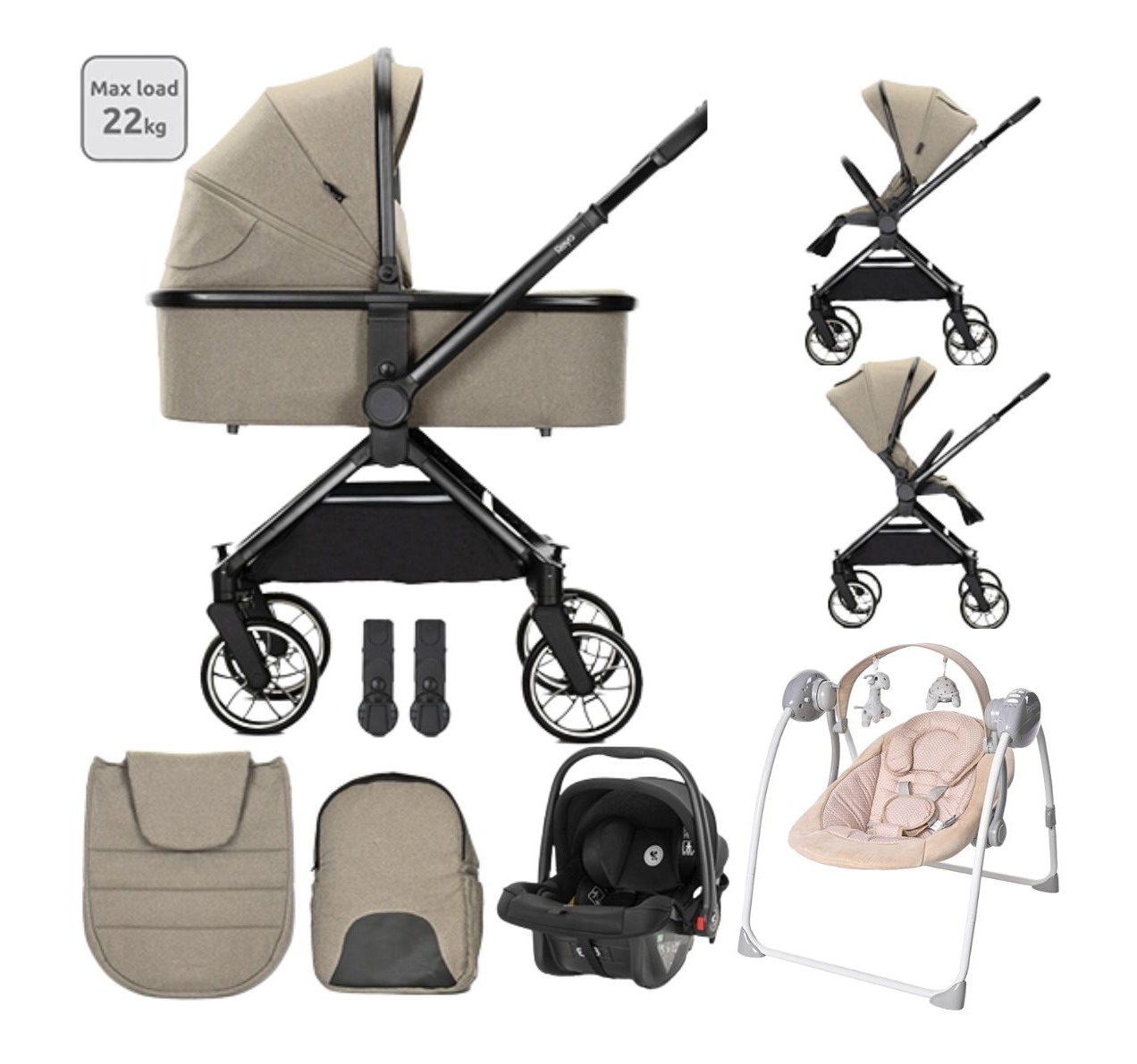 Lorelli Reya Kolica za bebe Brown i gratis ležaljka Portofino