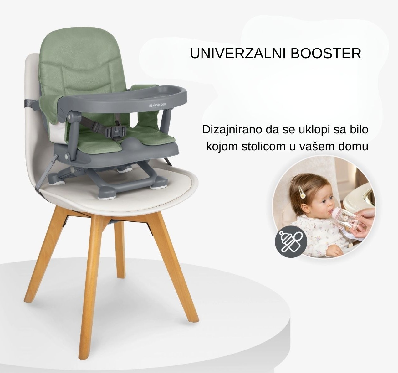 Kikka boo booster hranilica za bebe Pappo u zelenoj boji jpg5 Happy kids