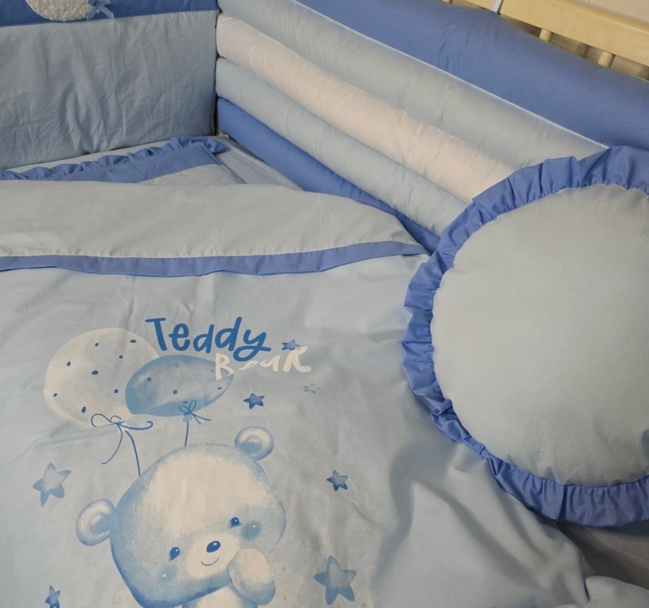 posteljina za bebi krevetic 120x60cm u plavoj boji jpg Happy kids