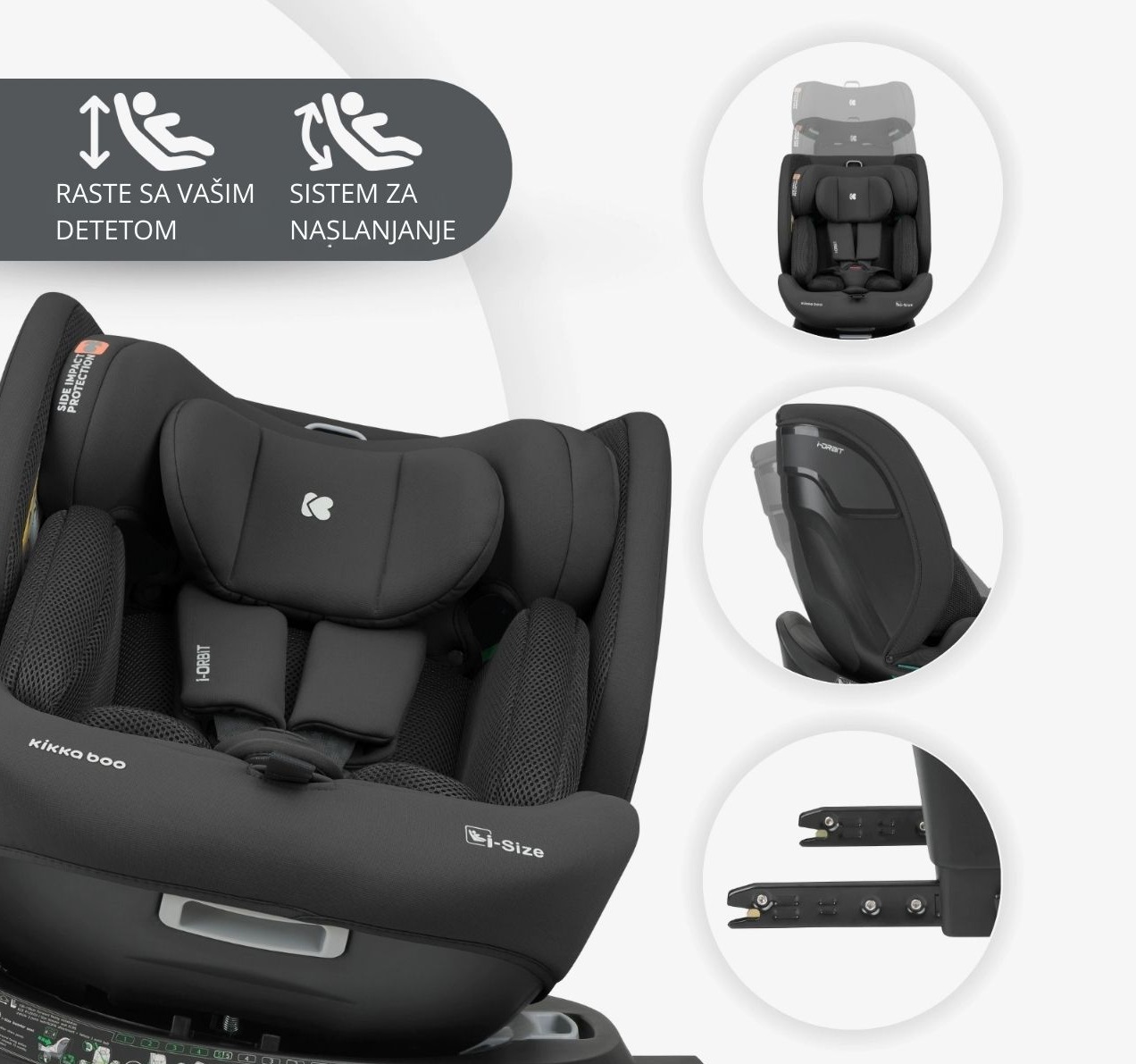 Kikka Boo Orbit Premium i-Size Isofix auto sedište sa potpornom nogom 40-150cm