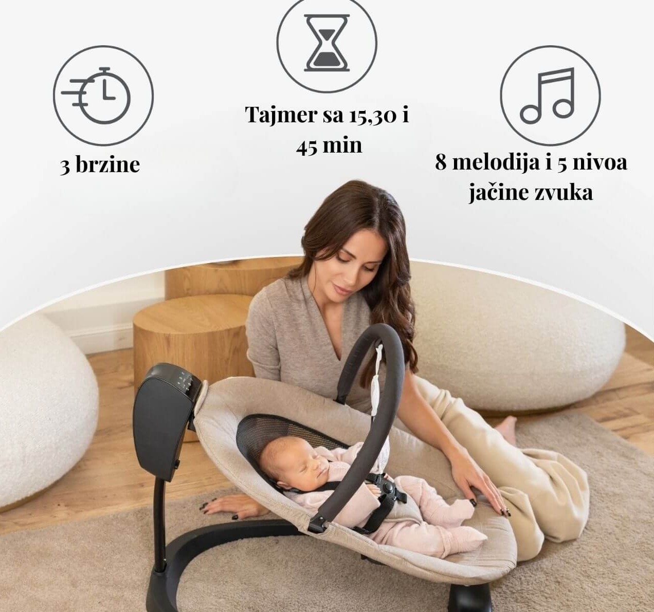 elektricna ljuljaska za bebe Kikka Boo Zazu  2u1 jpg3 Happy kids