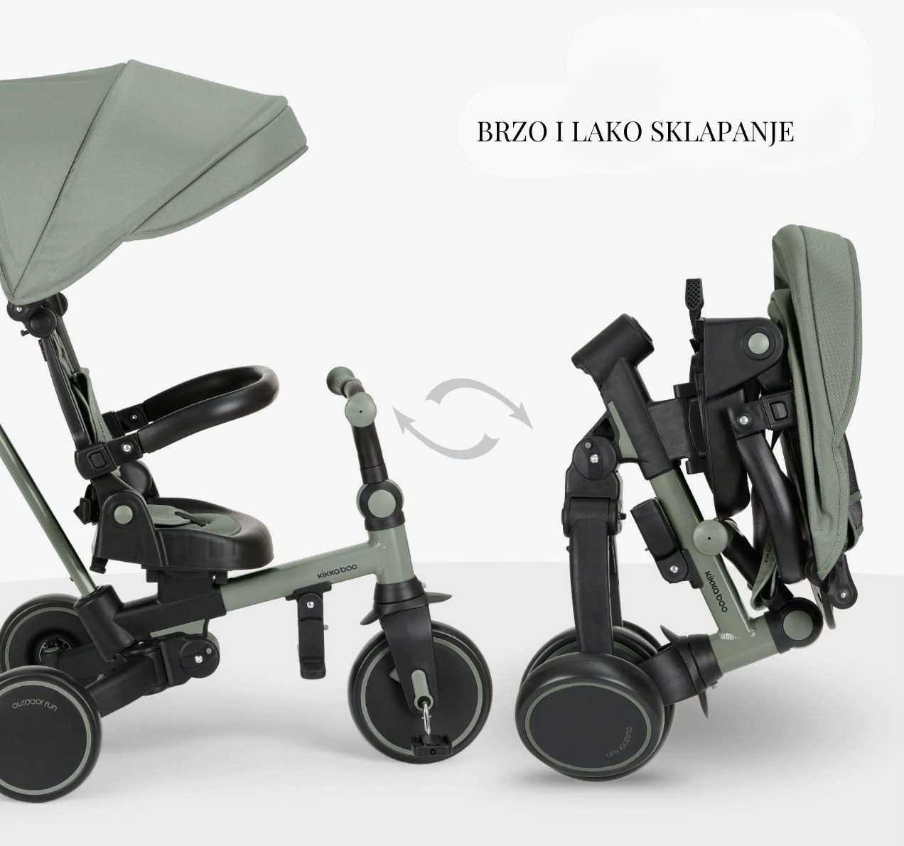 Kikka Boo Aluma tricikl za decu 8u1 Green jpg6 Happy kids