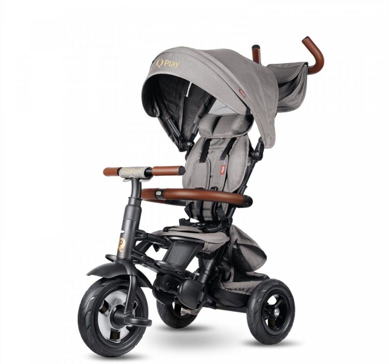 QPlay Rito Deluxe trickl za decu 3u1 sa gumenim tockovima do 25kg Grey