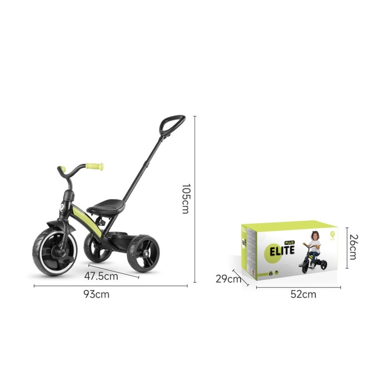 QPlay Elite Plus tricikl do 25kg zeleni jpg2 Happy kids