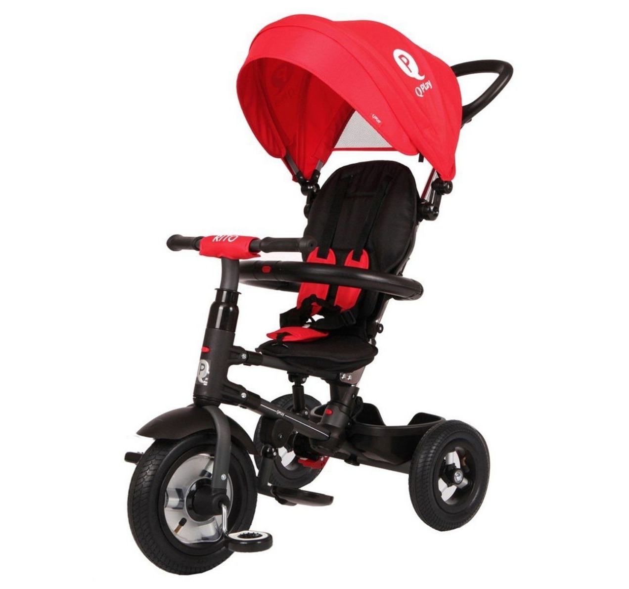 QPlay Rito Air tricikl sa gumenim tockovima crveni jpg1 Happy kids