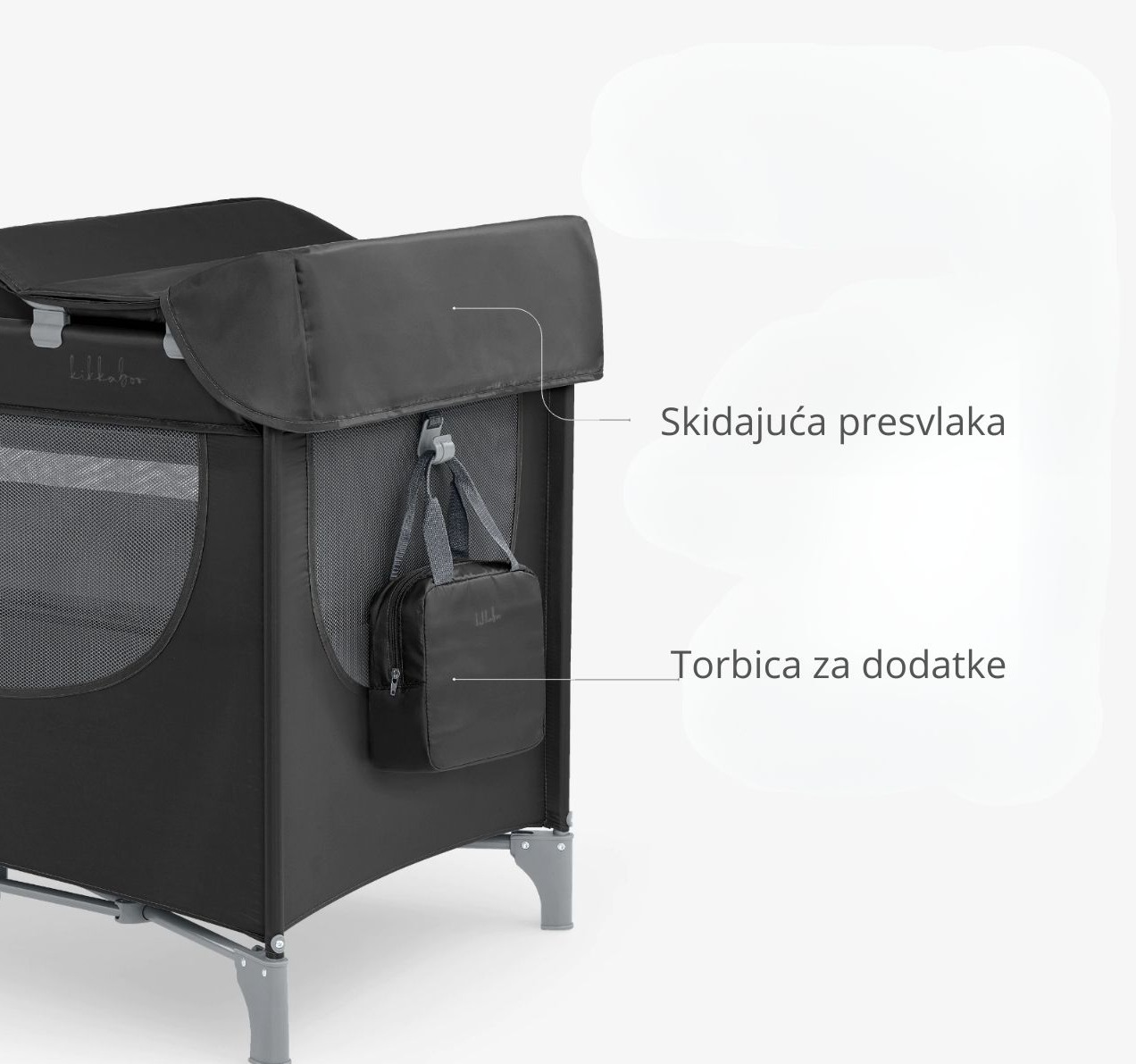 prenosivi krevetac sa dodatkom torba za sitnice