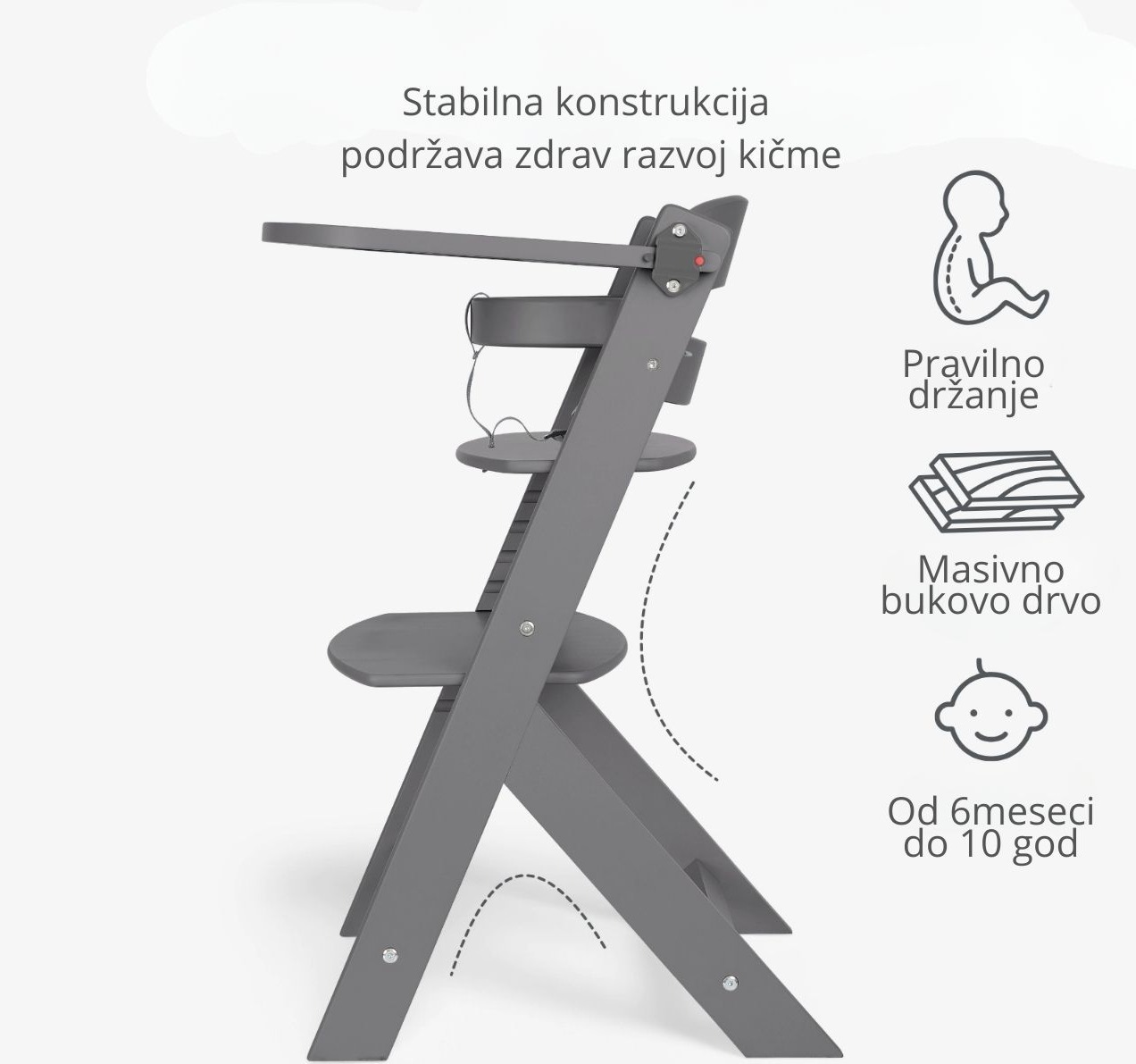 Nordy drvena hranilica za decu sa polozajima