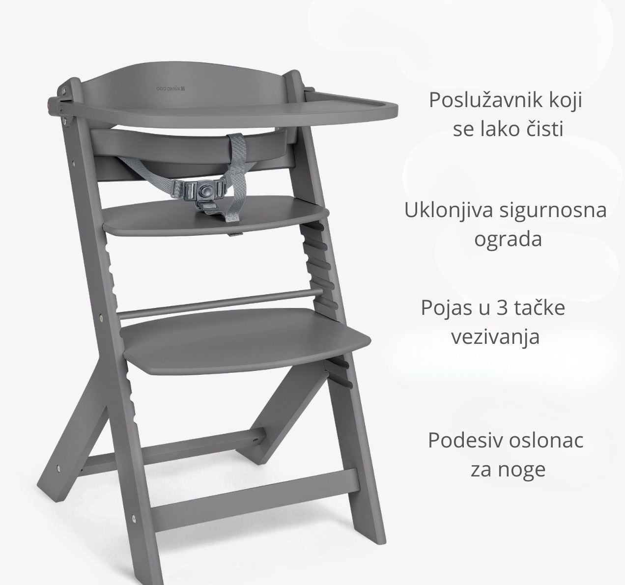drvena hranilica siva sa tacnom