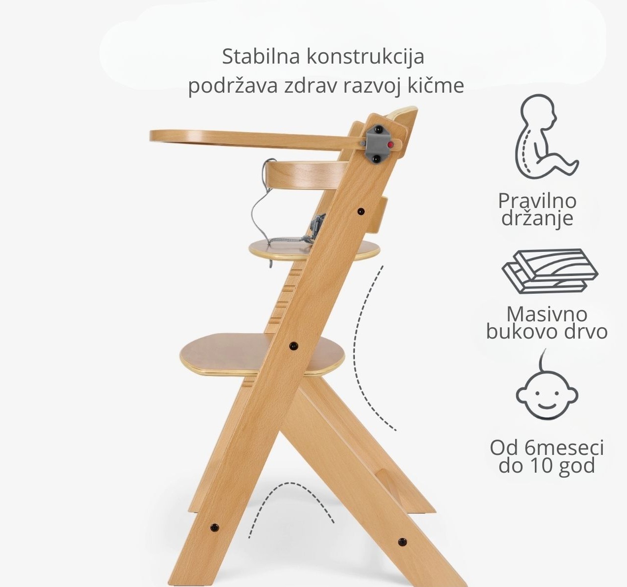 Kikka Boo Nordy drvena hranilica sa polozajima