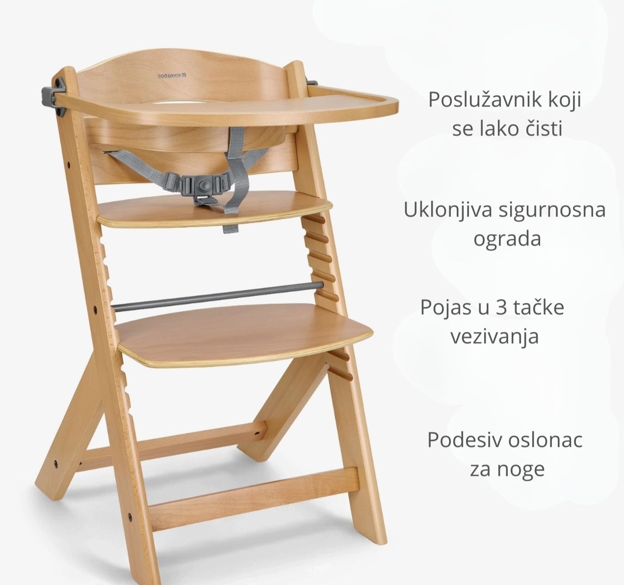 Kikka Boo Nordy drvena hranilica za decu boja drveta-Happy kids