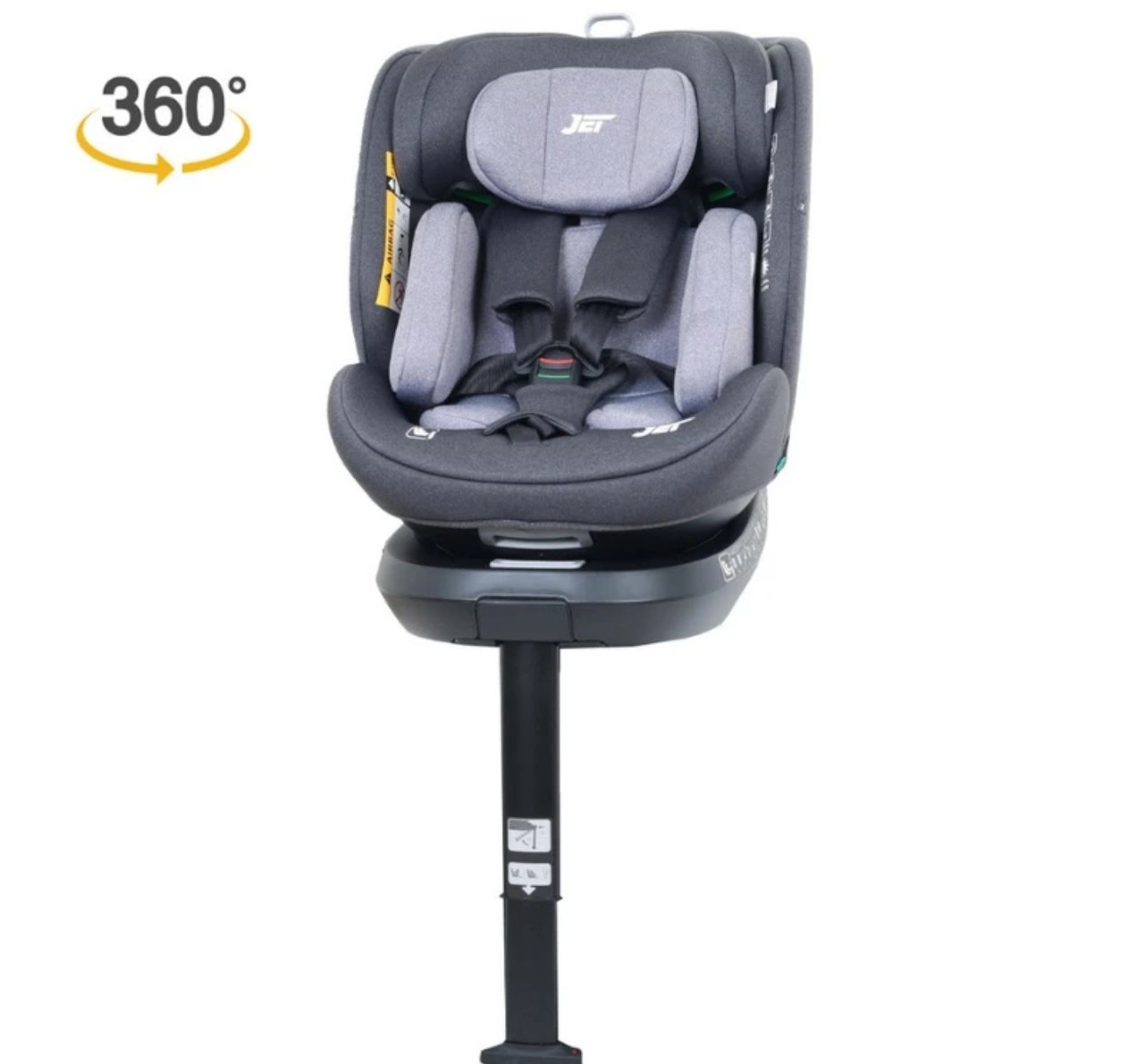 Jungle Jet auto sediste sa rotacijom  i potpornom nogom sivo-Happy kids