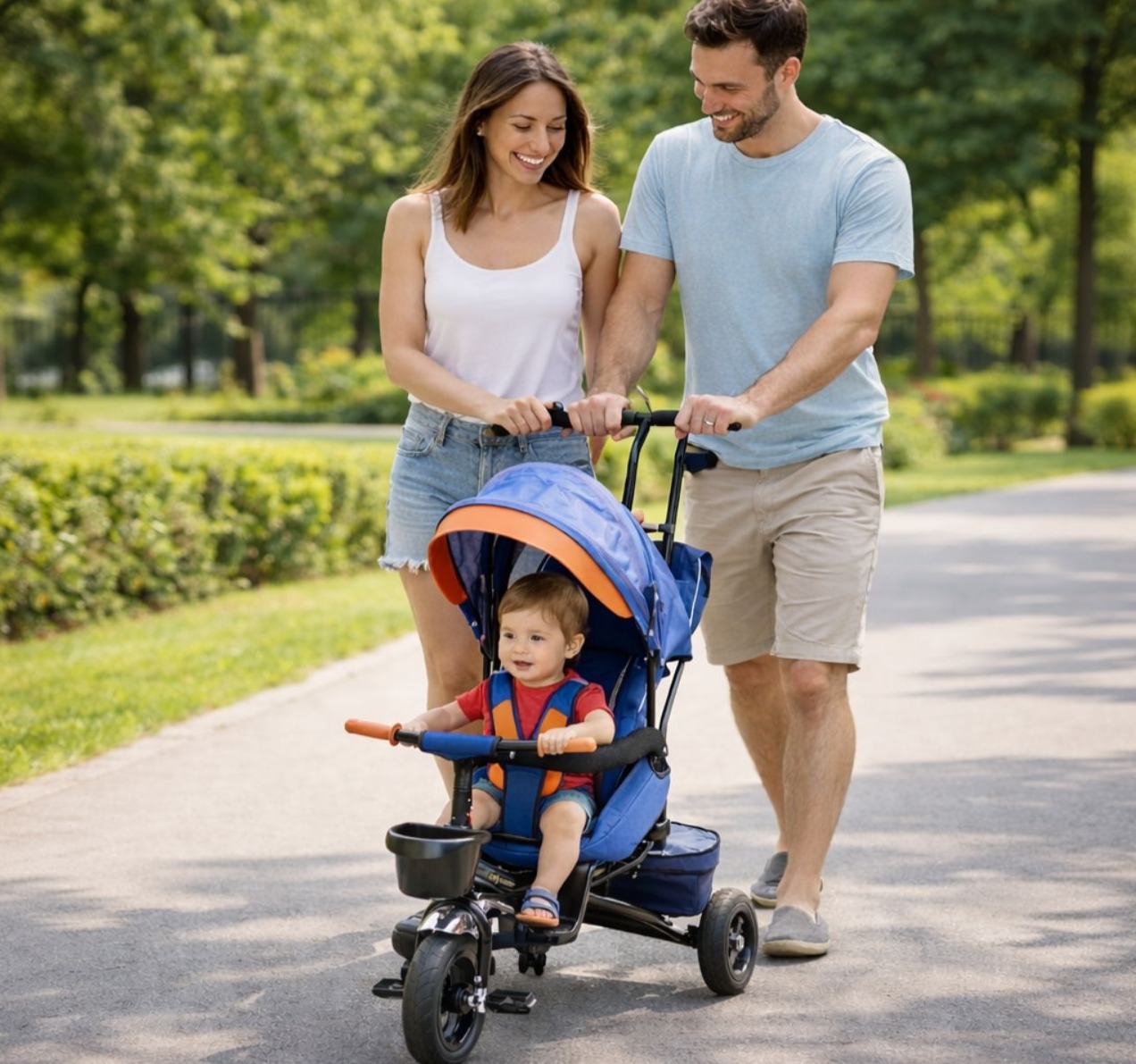 Only tricikl sa rotirajucim sedistem i gumenim tockovima-Happy kids