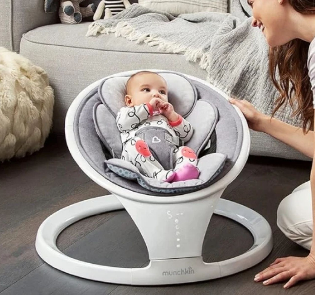 elektricna ljuljaska Cuddle me Light Grey-Happy kids