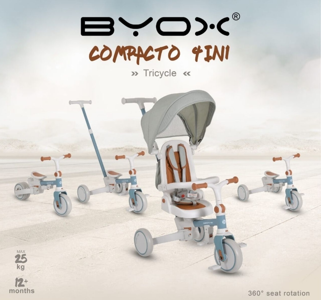 Byox tricikl za decu Compacto 4u1-Happy kids