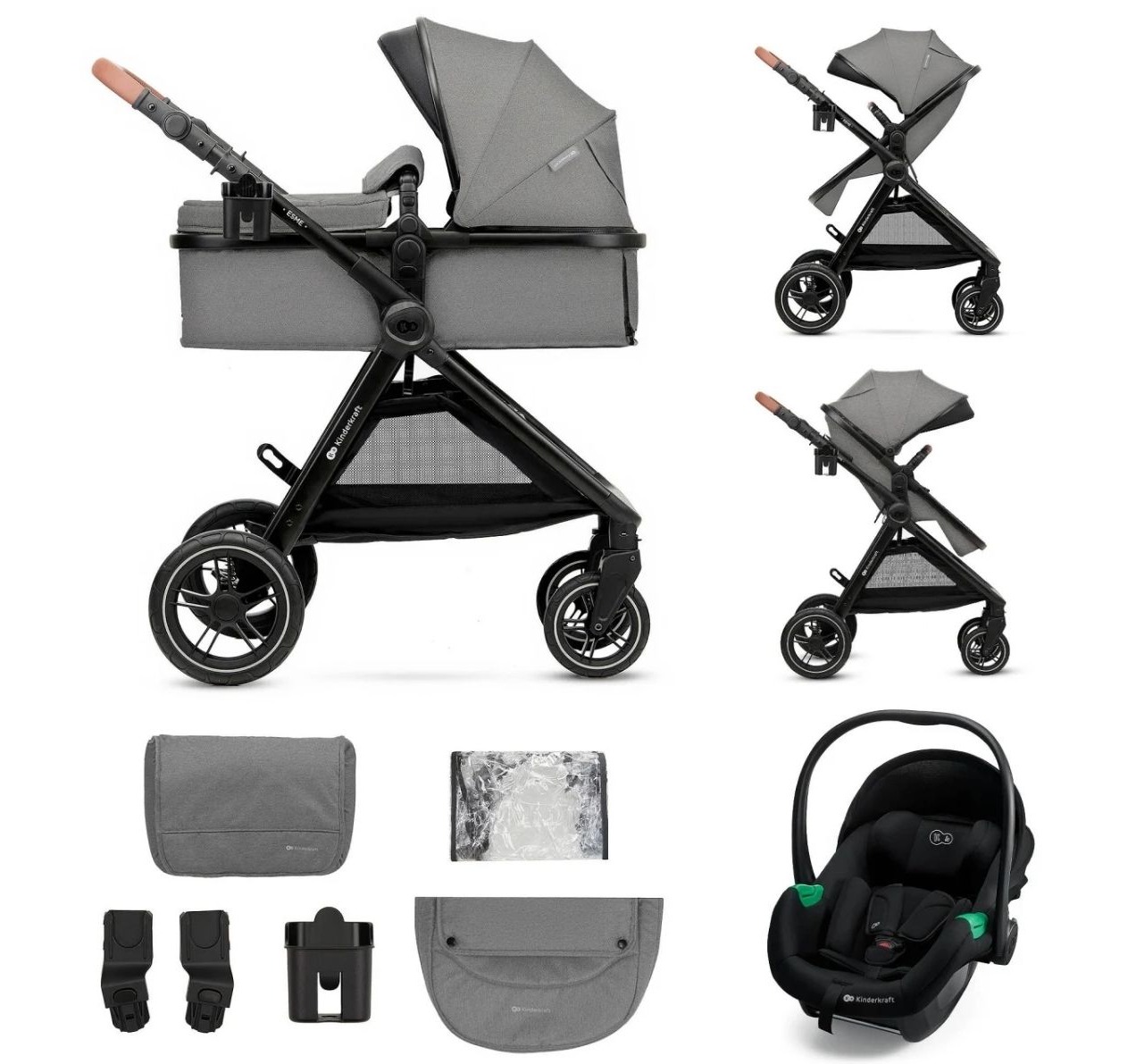 Kinderkraft Esme Pro kolica za bebe 3u1 Grey