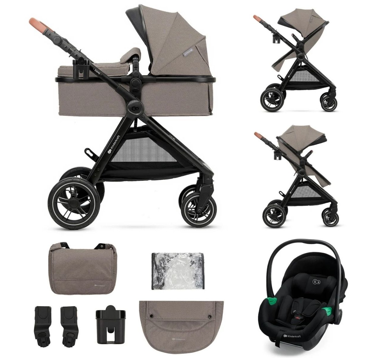 Kinderkraft Esme Pro kolica za bebe 3u1 Sand beige