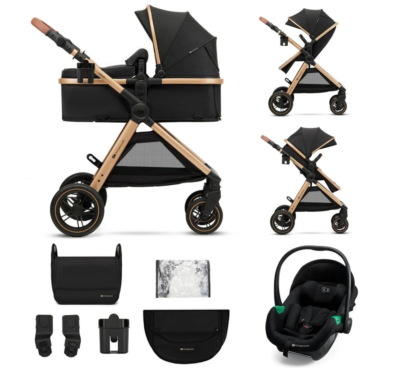 Esme Pro kolica za bebe sa auto sedistem crna-Happy kids