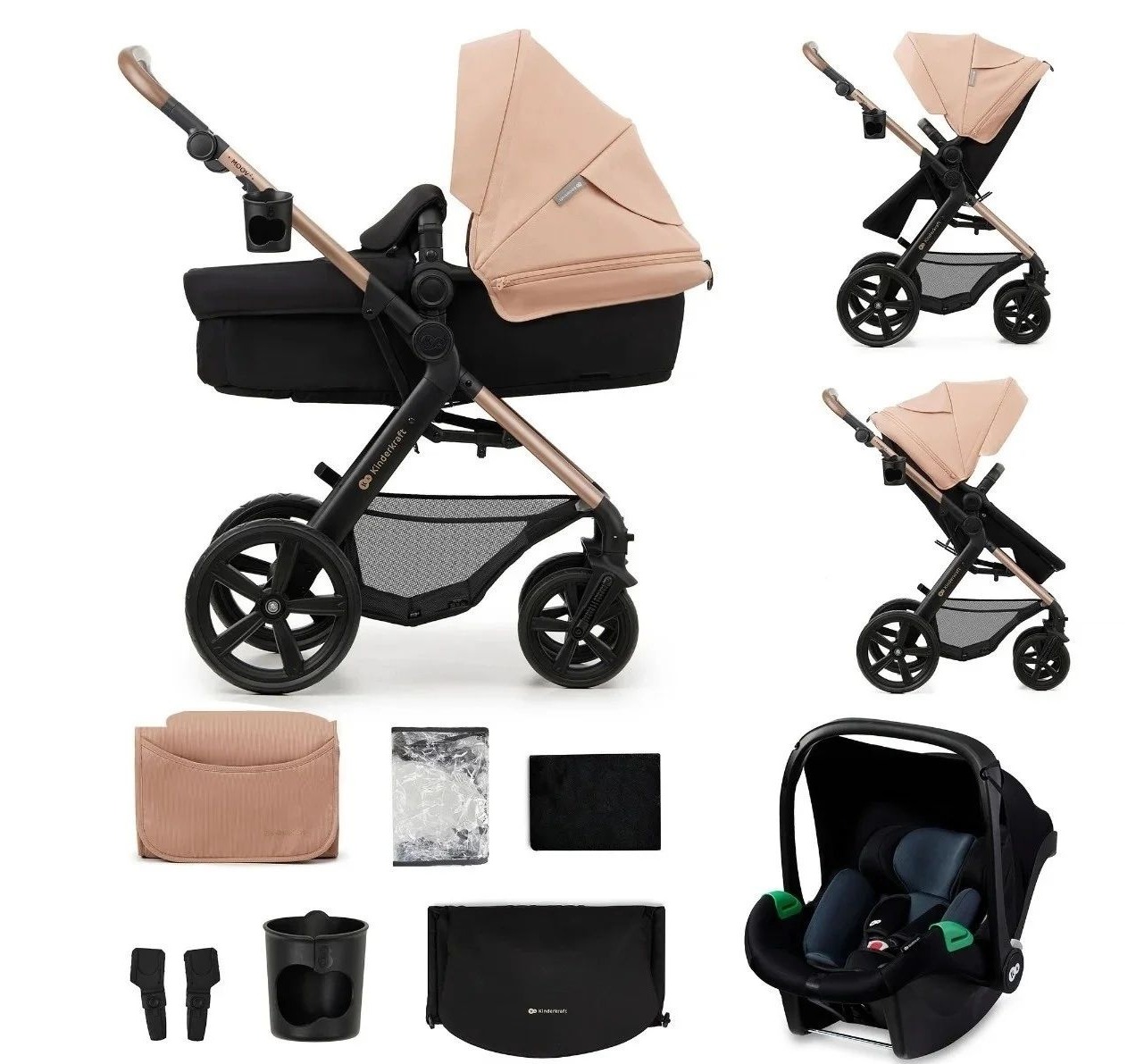 Kinderkraft Moov 2 kolica za bebe 3u1 Beige